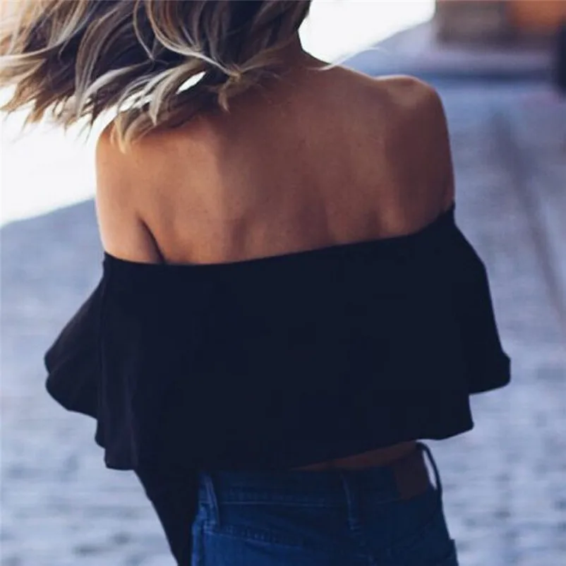 Fashion womens tops and blouses summer 2018 Casual Long Sleeve Off Shoulder solid shirts Tops Blouse camicette Y16#N  (8)