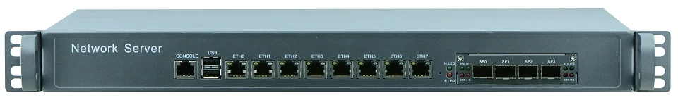 1U 8 LAN 4 SPF Rack Firewall Router network server with 4G RAM 64G SSD RJ45 I3-4130 support ROS Mikrotik PFSense Panabit Wayos