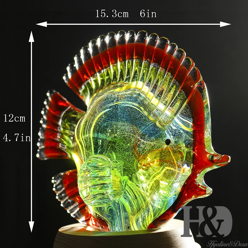 H& D красочные тропические рыбки Статуэтка стекло выдувного моря животных скульптура украшения дома орнамент ручной работы коллекционные художественные подарки