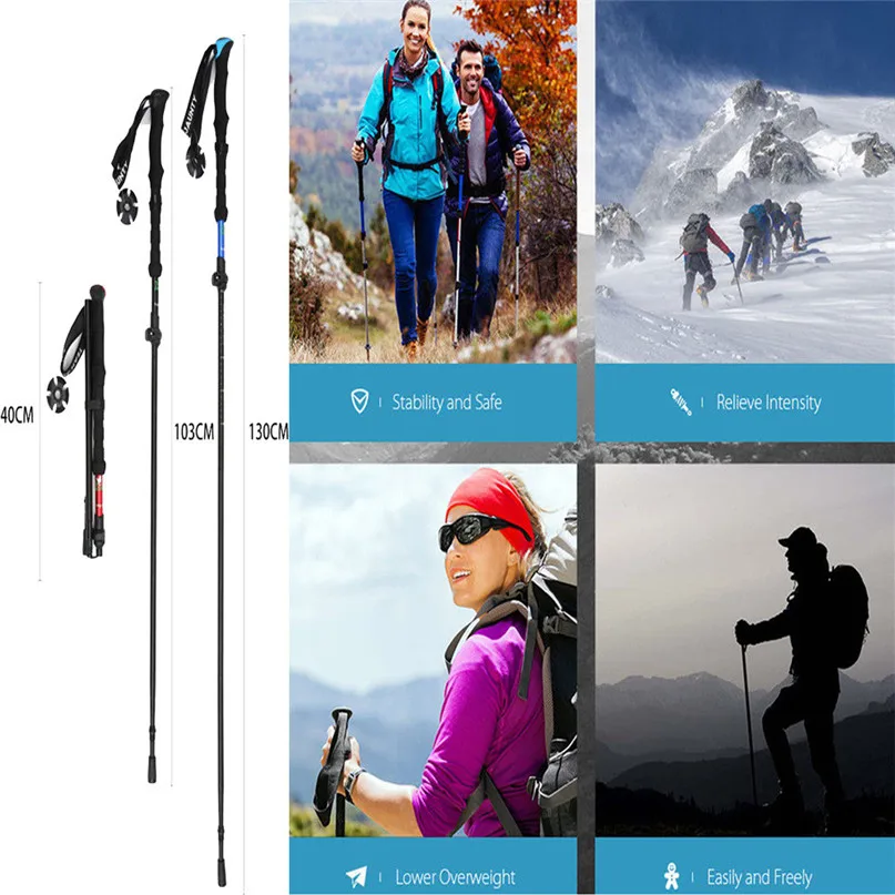 Alpenstocks Trekking Polo Hike Walking Stick Nordic Walk Cane Aluminum Ski Camp Telescopic Baton Outdoor Camping Equipment #3J#F (7)