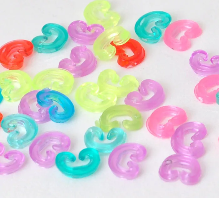 1000pcs colourful/clear C/S clips for rubber bands loom bracelet