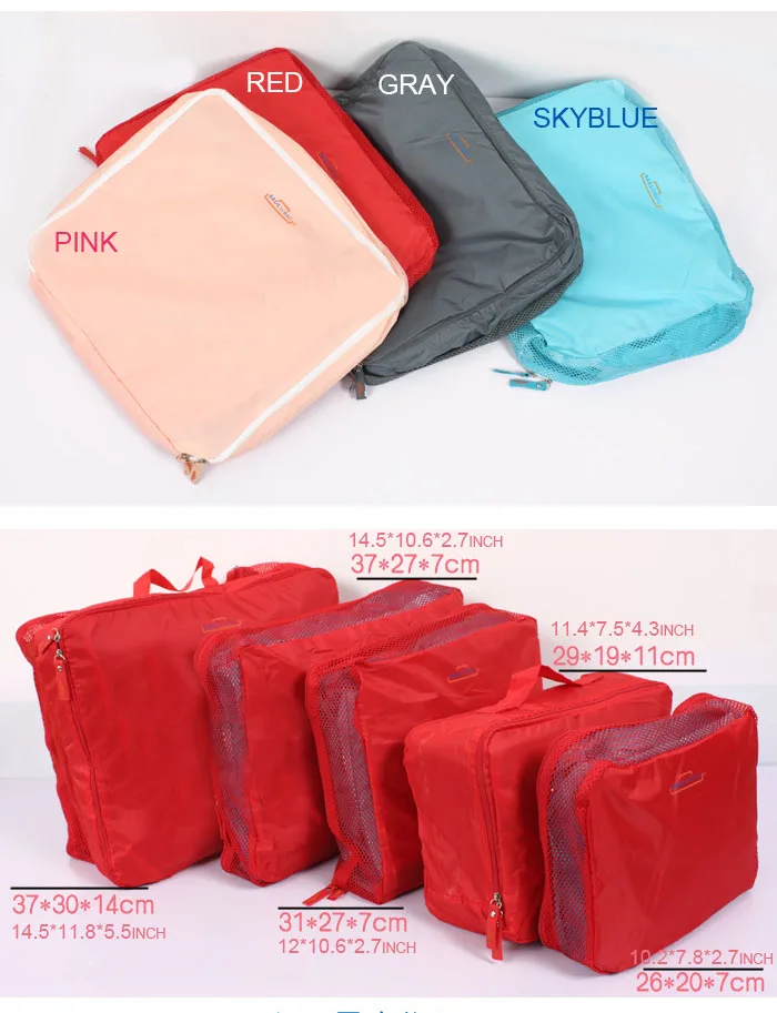 IUX 5 шт./компл. мода двойная молния водостойкий полиэстер для мужчин и женщин чемодан дорожные сумки Упаковка кубики Организатор оптовая