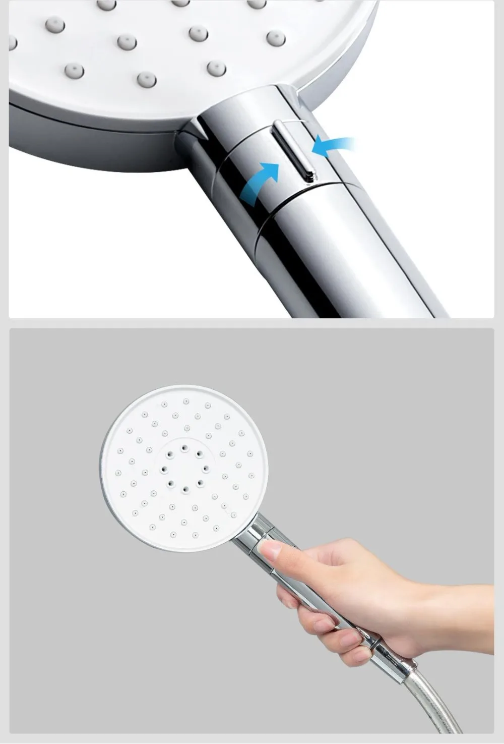 Shower Head Dabai Diiib 3 Modes Handheld Shower Head Set 360 Degree 120mm 53 Water Hole with PVC Matel Powerful Massage Shower