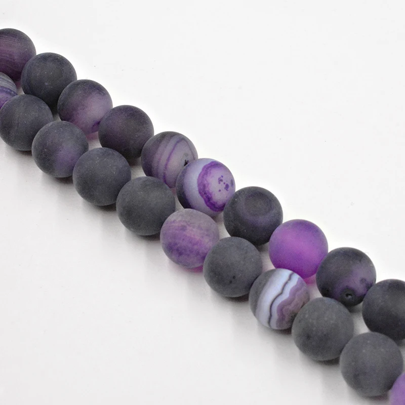 

Natural Matte Purple Banded Stripe Onyx Agates Stone Beads 4-12mm Loose Bead for Jewelry Making Bracelet DIY Free Shipping 15''