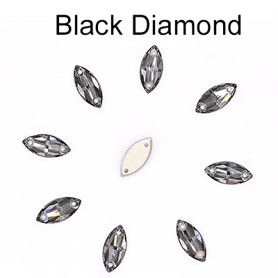 ASTROBOX красочные K9 стекло пришить плоская подставка из горного хрусталя конский глаз швейные стразы кристаллы для рукоделия DIY подарки - Цвет: Black Diamond