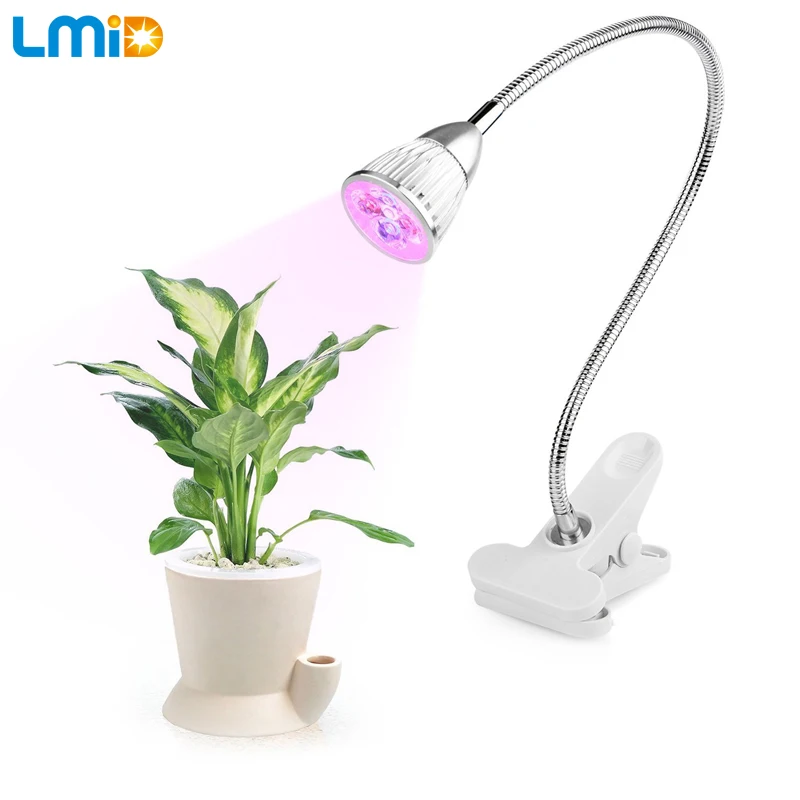 Lmid 5W LED Grow Light With 360 Degrees Flexible Lamp Holder Clip LED