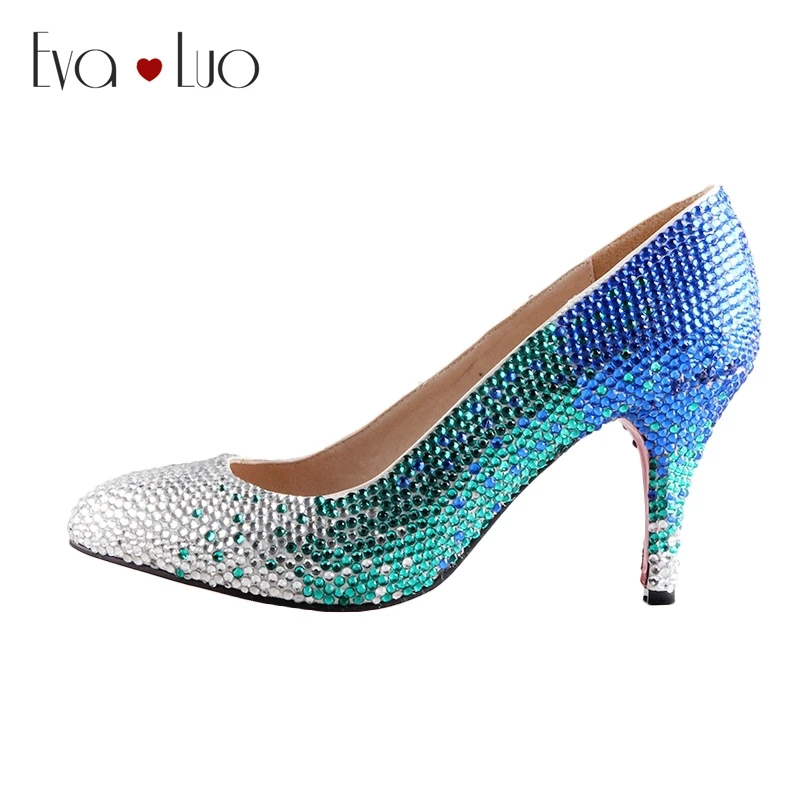 turquoise high heel shoes