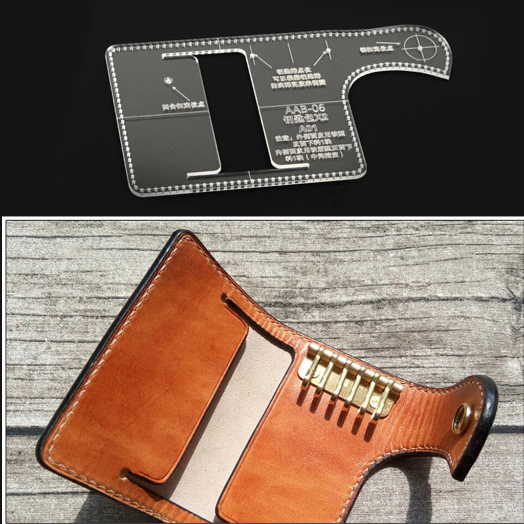 Clear Acrylic Mini Key Bag Mould Pattern Stencil Template DIY Leather Craft Handmade
