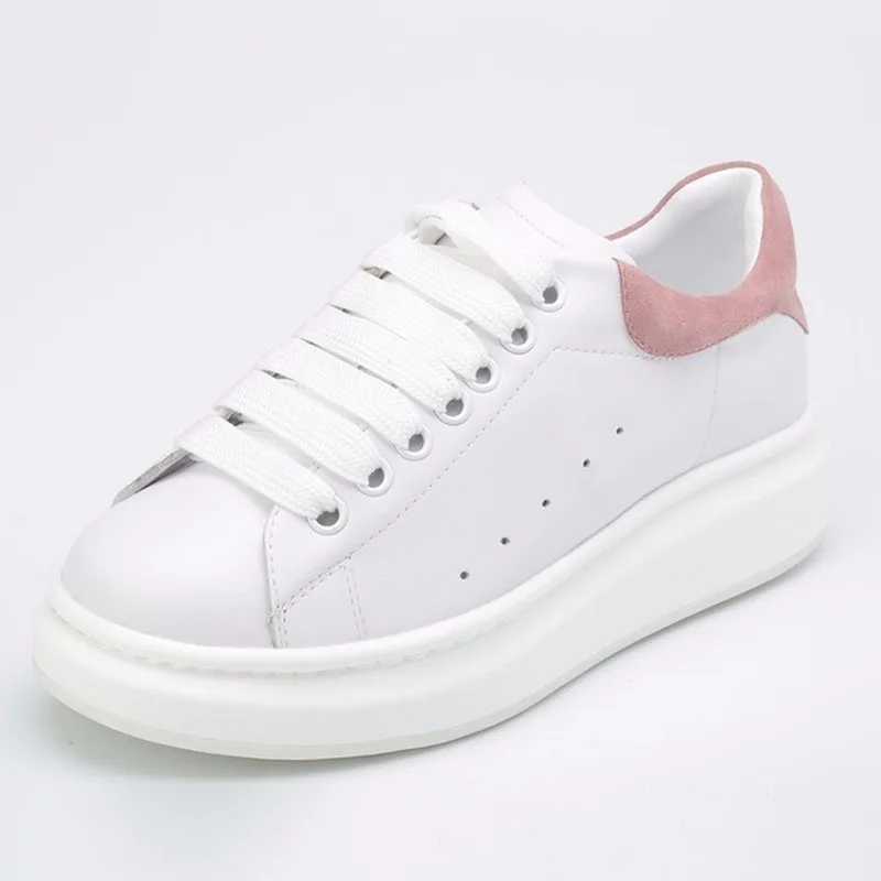 

Genuine leather casual shoes Fashion unit Women's shoes spring autumn casual shoes lace black white red Woman in slippers