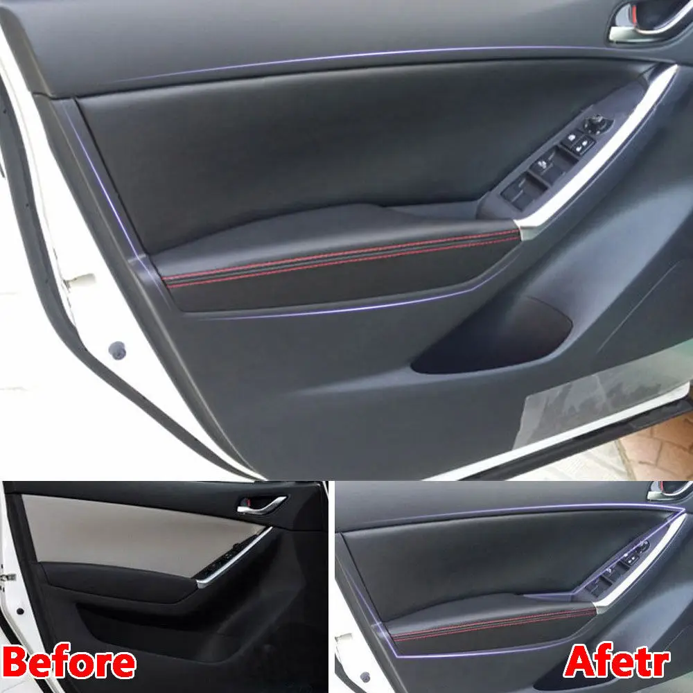 For Mazda CX-5 Car Door Armrest+Panel Surface Cover Shell Trim PU Leather 8pcs/set
