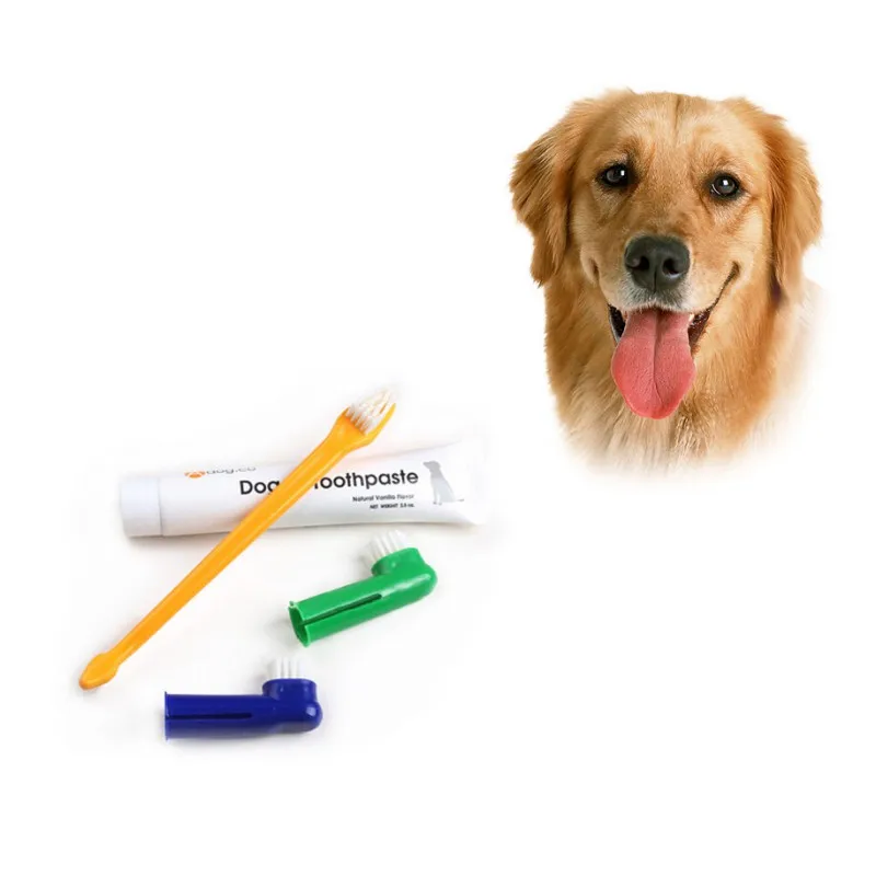 

Pet Toothbrushes Set Dog Puppy Cat Toothbrush 1pcs Flavour Toothpaste +1pcs Two-head Toothbrush+2pcs Brush Head LH8s