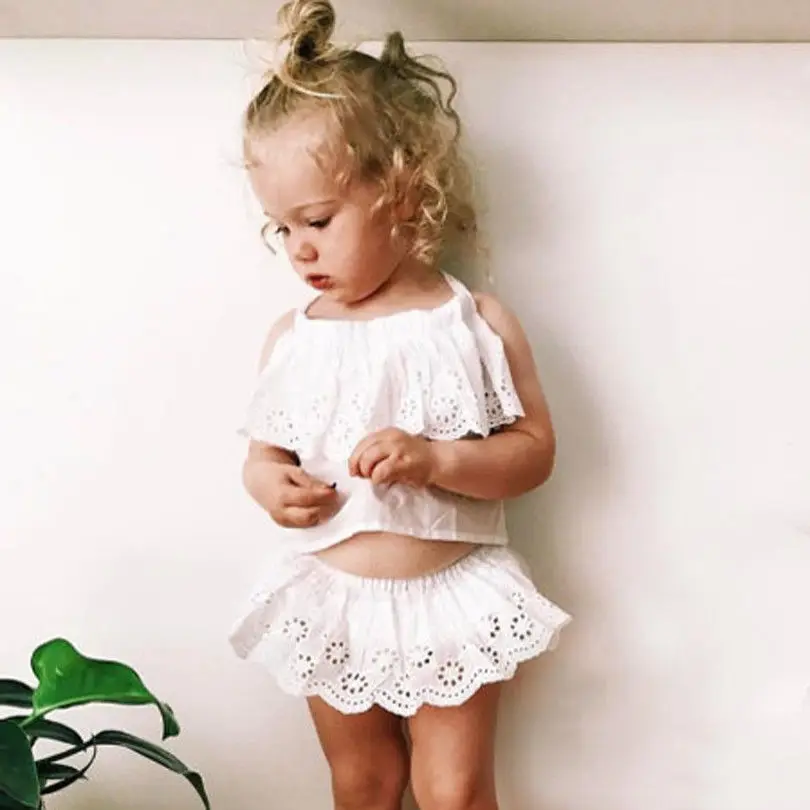 Newborn Kids Baby Girls Lace Tops+Tutu Skirt Shorts Outfit Summer Baby