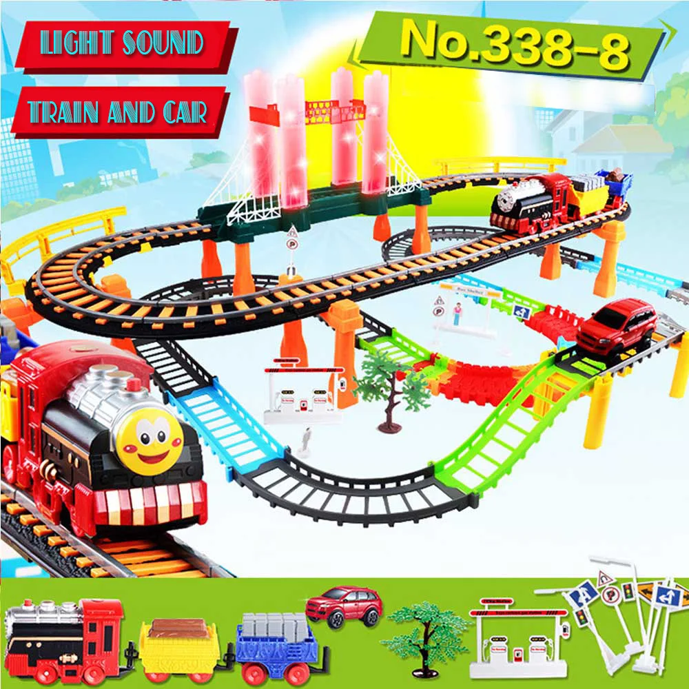 

Glowing and Musical Interesting Assembly Puzzle Toys Road Model Slots Toy Racing Electric Multi-Track Car Toy Set Child's Gift