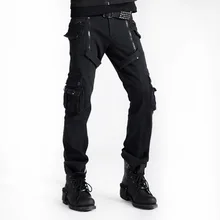 Punk Gothic Men’s Winter Trousers Black Rock Military Double Zipper Pants Fitted Brand Clothing With Pockets Pantalon Homme