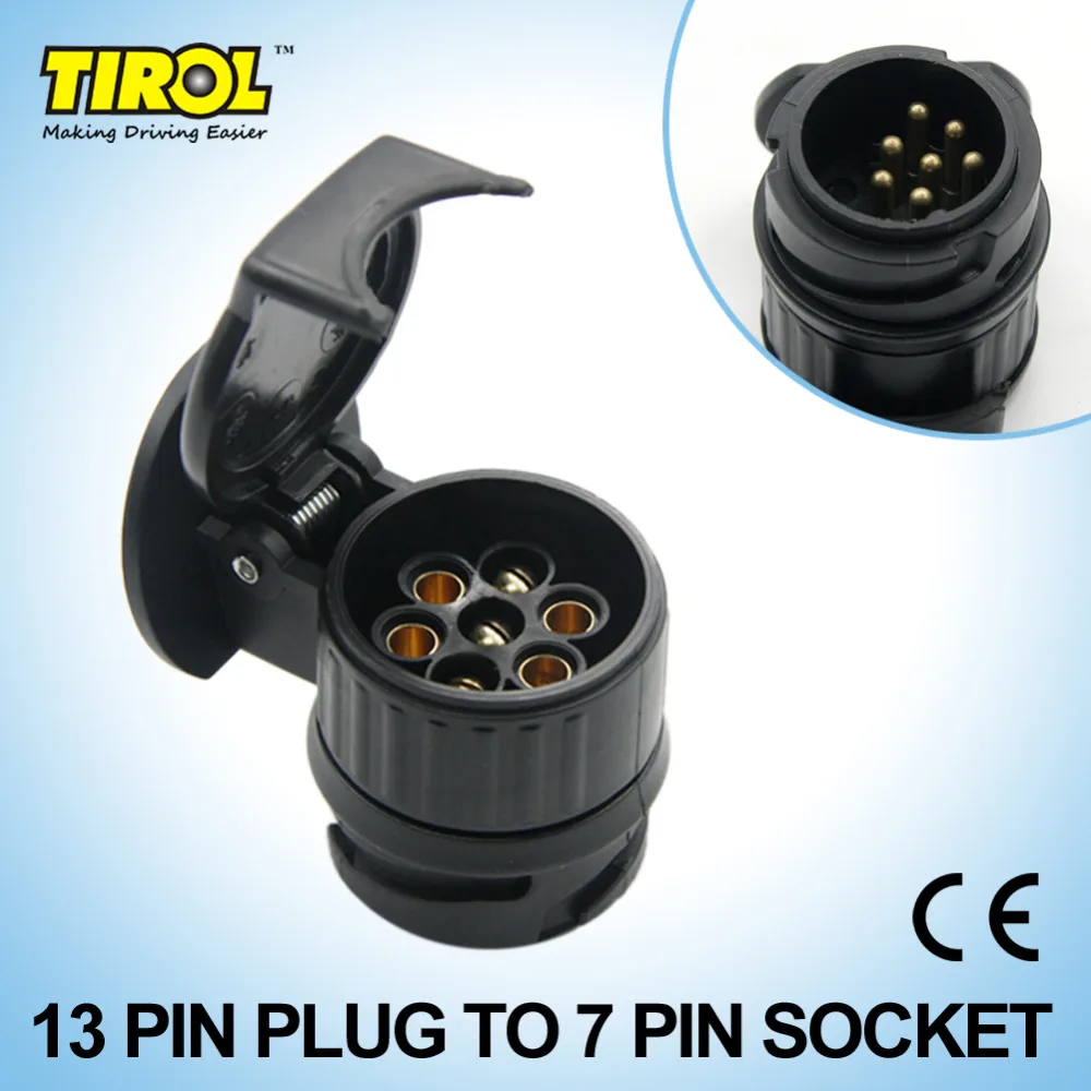 Адаптер для прицепа Tirol от 13 до 7 Pin черный пластиковый разъем подключения 12 В