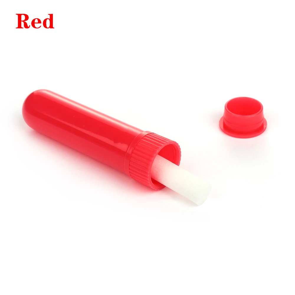 6 шт пластиковые пустые носовые ароматерапевтические трубки ингаляторов палочки с фитилями для эфирного масла нос носовой контейнер 12 цветов - Цвет: Красный