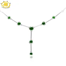 Hutang 3.66Ct натуральный хром диопсид Твердые 925 пробы серебро сердце Y ожерелье драгоценный камень ювелирные украшения Женский подарок 1" цепь