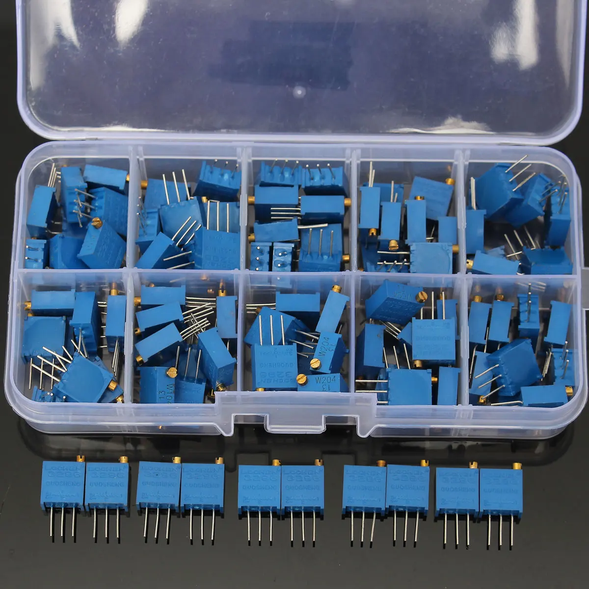 100 шт 100Ohm-500Kohm 15 Значение 3296 Триммер Потенциометр в ассортименте набор переменный
