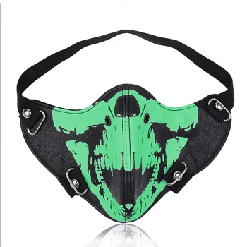

Fashion Motorcycle Punk Rock Men Face Mask Hip-hop Halloween Party PU Leather Mask Masquerade Cosplay Masks