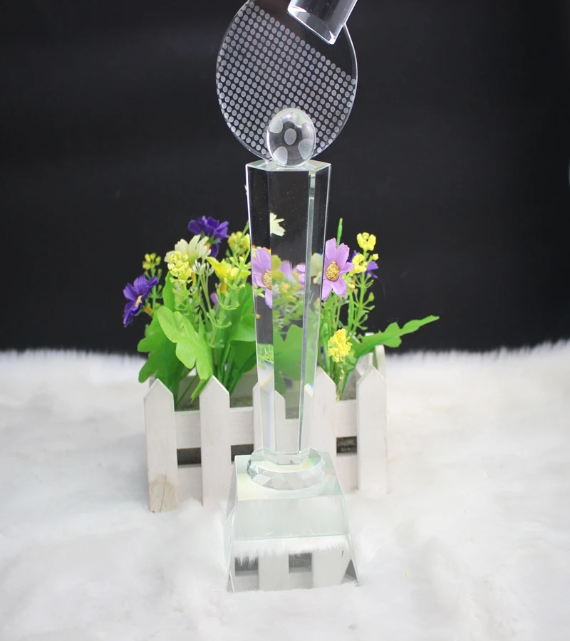 

Free shipping high quality K9 material Crystal Noble Table Tennis Trophy for hot selling