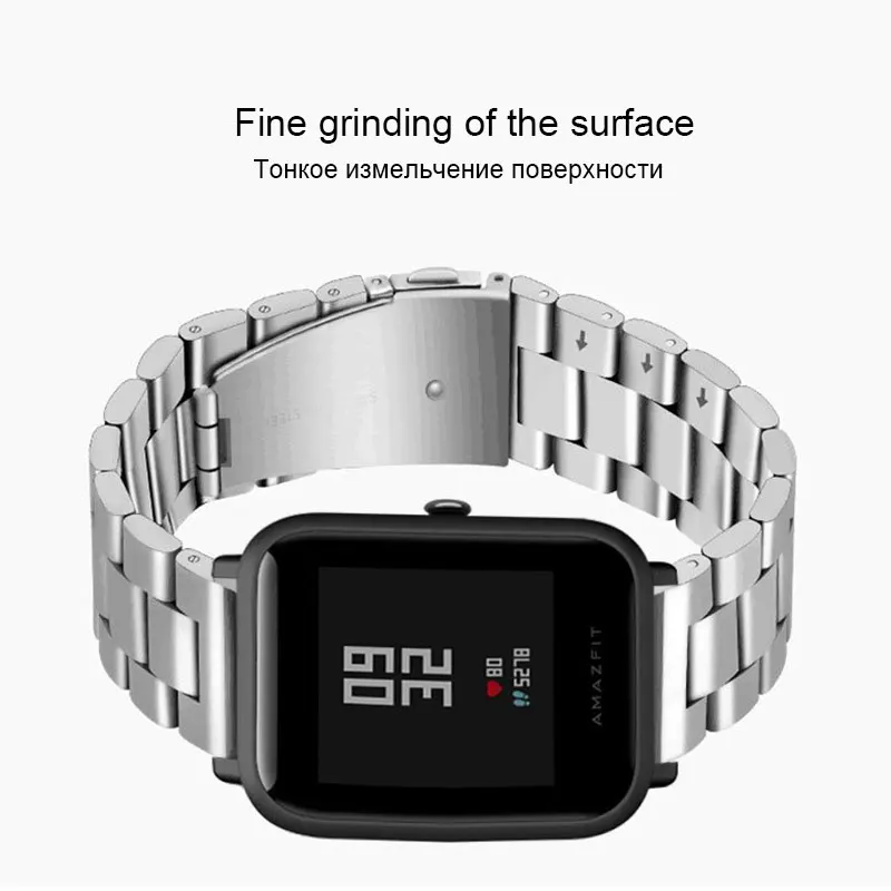 JANSIN ремешок из нержавеющей стали для Xiaomi Huami Amazfit Bip BIT PACE Lite Youth/samsung galaxy watch 42 мм браслет Ремешки для наручных часов