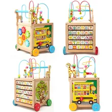 Baby Toys Wooden around Bead Maze Letter recognition Cube Walker Push Pull Educational Toys High Quality Child Birthday Gift