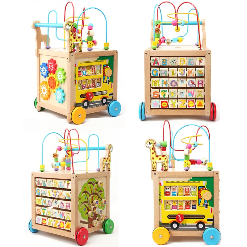 wooden activity cube walker
