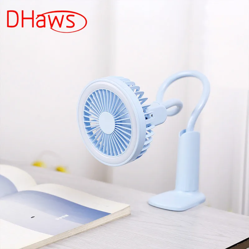 

DHaws Portable USB Fan Flexible with LED Light 2 Speed Adjustable Cooler Mini Fan Handy Small Desk Desktop USB Cooling Fan
