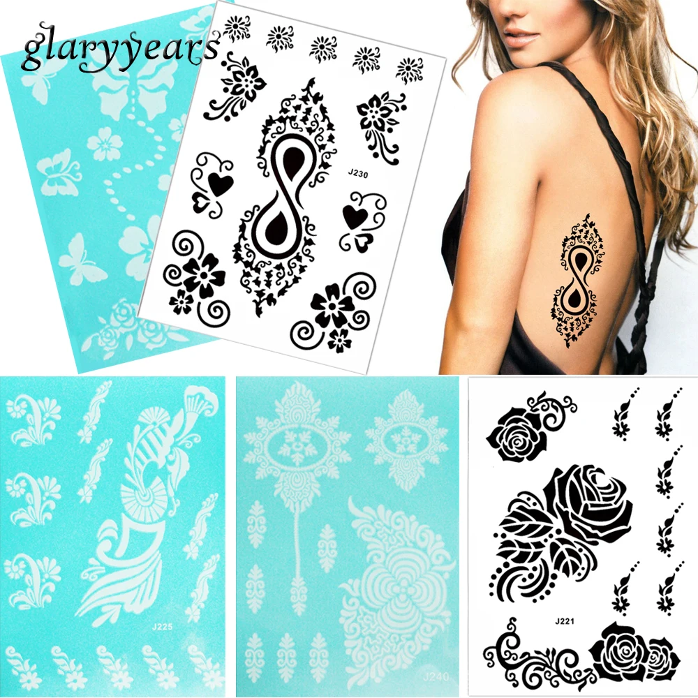 glaryyears 5 Pieces/lot Fake Black White Flower Lace Henna Finger Tattoo Sticker Temporary DIY Body Hand Neck Art Tattoo Wedding fake-body-tattoos : image glaryyears 5 Pieces/lot Fake Black White Flower Lace Henna Finger Tattoo Sticker Temporary DIY Body Hand Neck Art Tattoo Wedding fake-body-tattoos