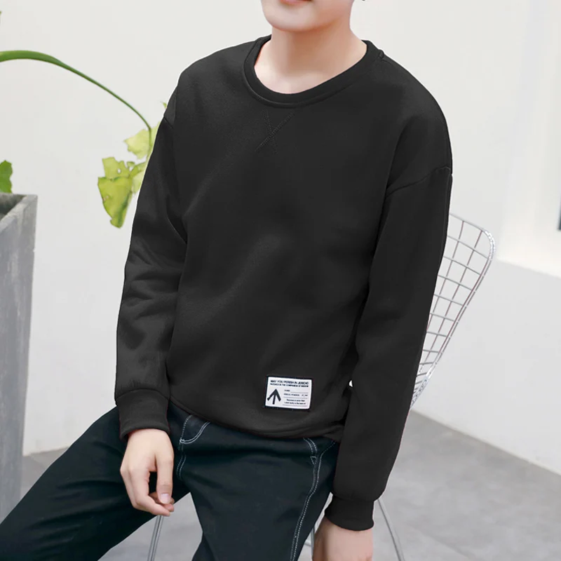2018 Чистый цвет Толстовка Для мужчин женщин в толстовка с круглым вырезом