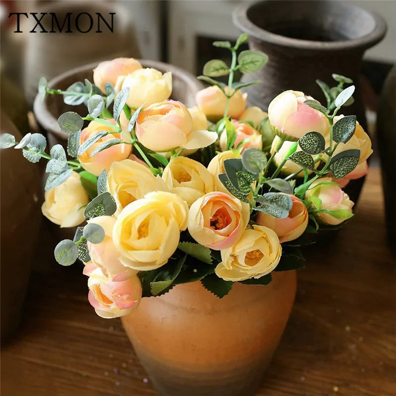

Artificial watercolor Dragon Ball bud Bridal Bouquet Home Party Hotel Valentine's Day Gift Wedding Decoration Cheap silk flower