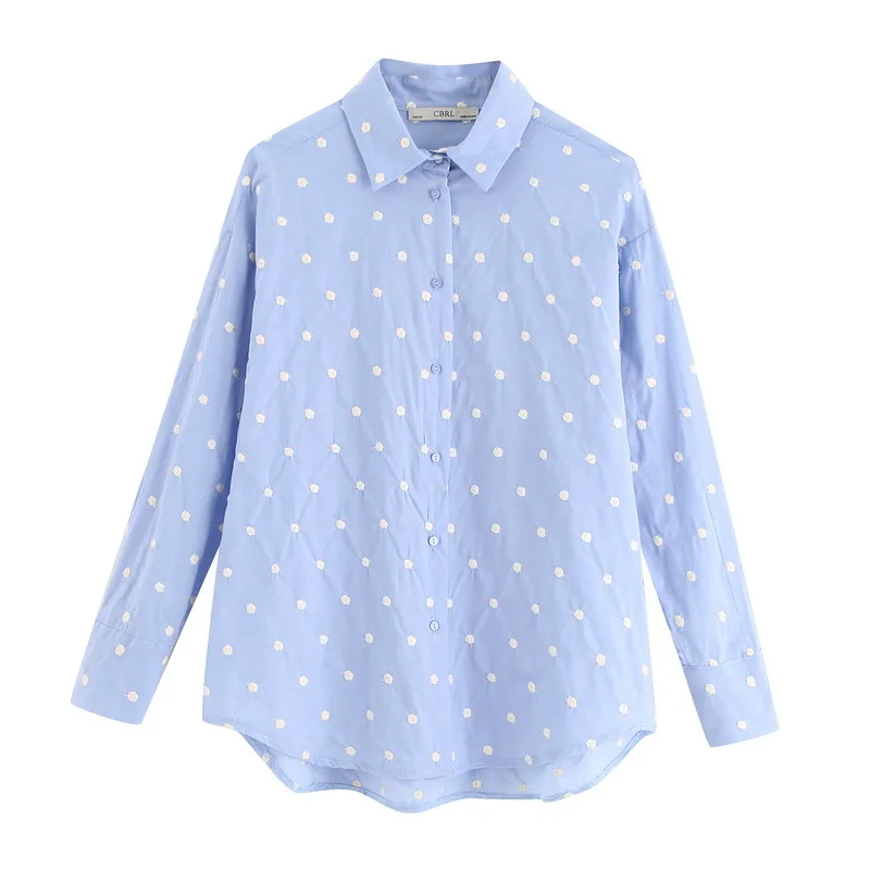  Light Women Shirt Blouse 2019 Summer New Arrival Dot Embroidery Candy Color Preppy Girl Transparent