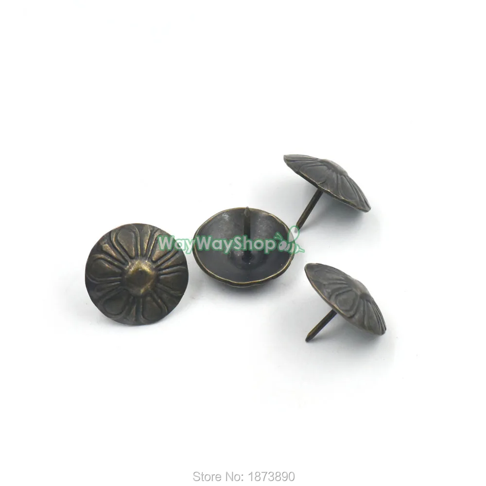 

25 50 100 PCS Metal Tack Fabric Arabesquitic Button Bronze Round Decorative head 19mm Push Pins Pad