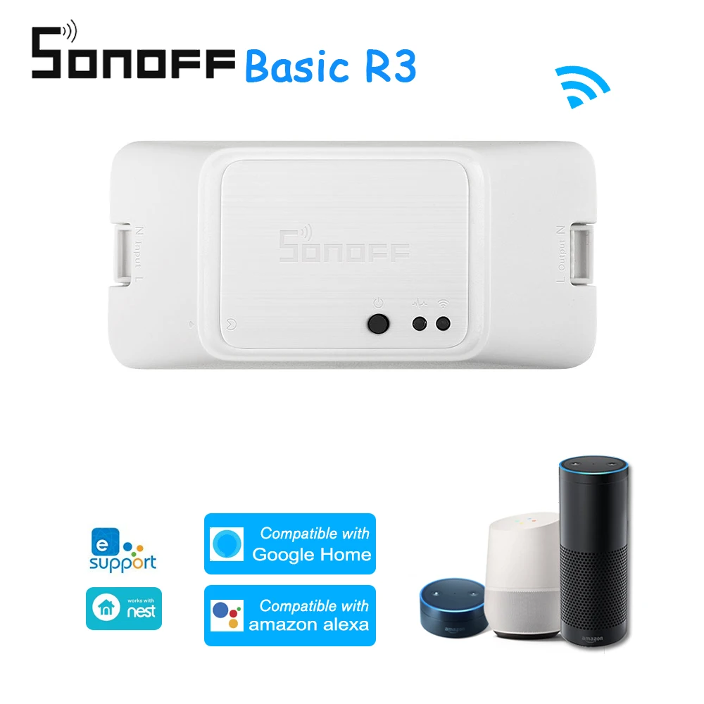 

SONOFF Basic R3 Smart Home WIFI 10A 100-240V DIY Smart Switch Ewelink APP For Amazon Alexa Google Home Automation Module Kits