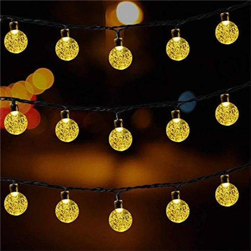 

HUSUYUHU SISI Solar Globe String Lights 50 LED Crystal Ball Christmas Decoration Light Waterproof Solar Patio Lights for Party