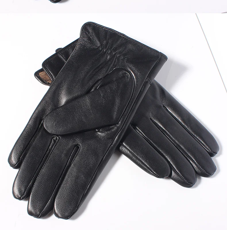 Magelier перчатки из натуральной кожи для мужчин из натуральной овчины черные перчатки для пальцев зимние теплые модные брендовые варежки Новое поступление 052