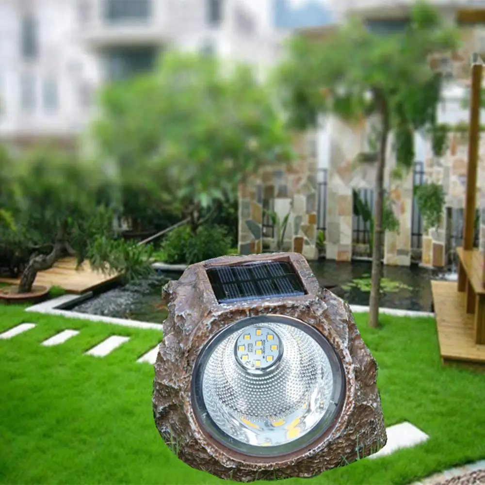 

HobbyLane 1PC Solar Simulate Resin Stone Lamp Warm Light for Courtyard Park Decor Lawn Night Light