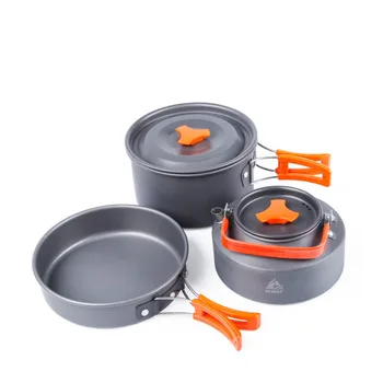 

Portable Camping Pot Pan Kettle Set Aluminum Alloy Outdoor Tableware Cookware 3pcs/Set Teapot Cooking Tool for Picnic BBQ