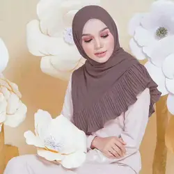 Женский мусульманский Эластичный Тюрбан сплошной цвет шарф обертывание Повседневный шифон хиджабы