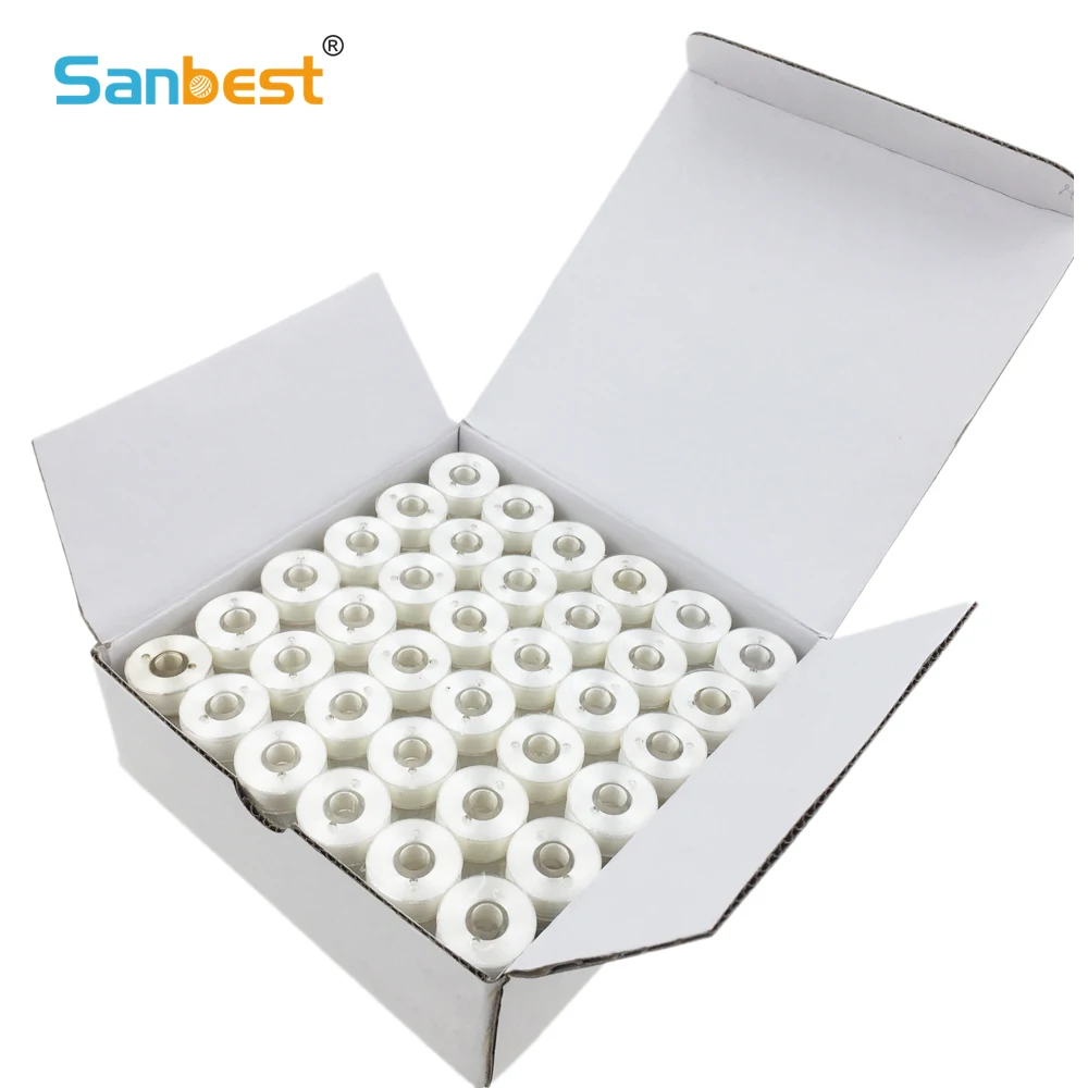 Sanbest 144pcs Polyester převrácený cívkový závit plastový boční rozměr L (SA155) pro vyšívací stroj Brother Babylock TH00021