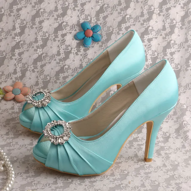 (21 Colors)Customized Heels Mint Green Ladies Shoes for Wedding Open ...