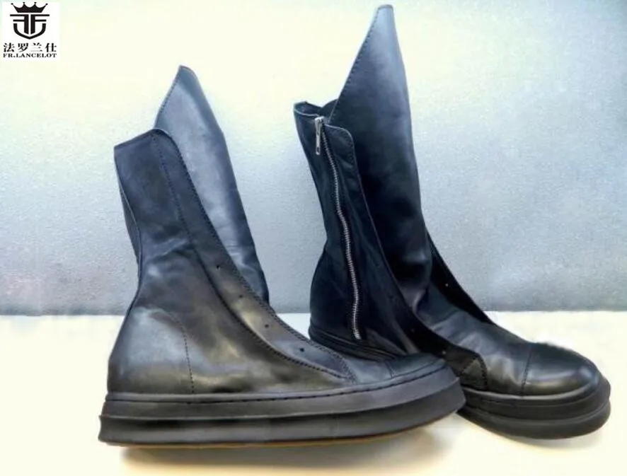 FR. LANCELOT/; Роскошные Брендовые мужские ботинки с высоким берцем из коровьей кожи с пряжкой; мужские короткие ботинки «Челси» с острым носком; модные дизайнерские зимние ботинки - Цвет: As showed 2