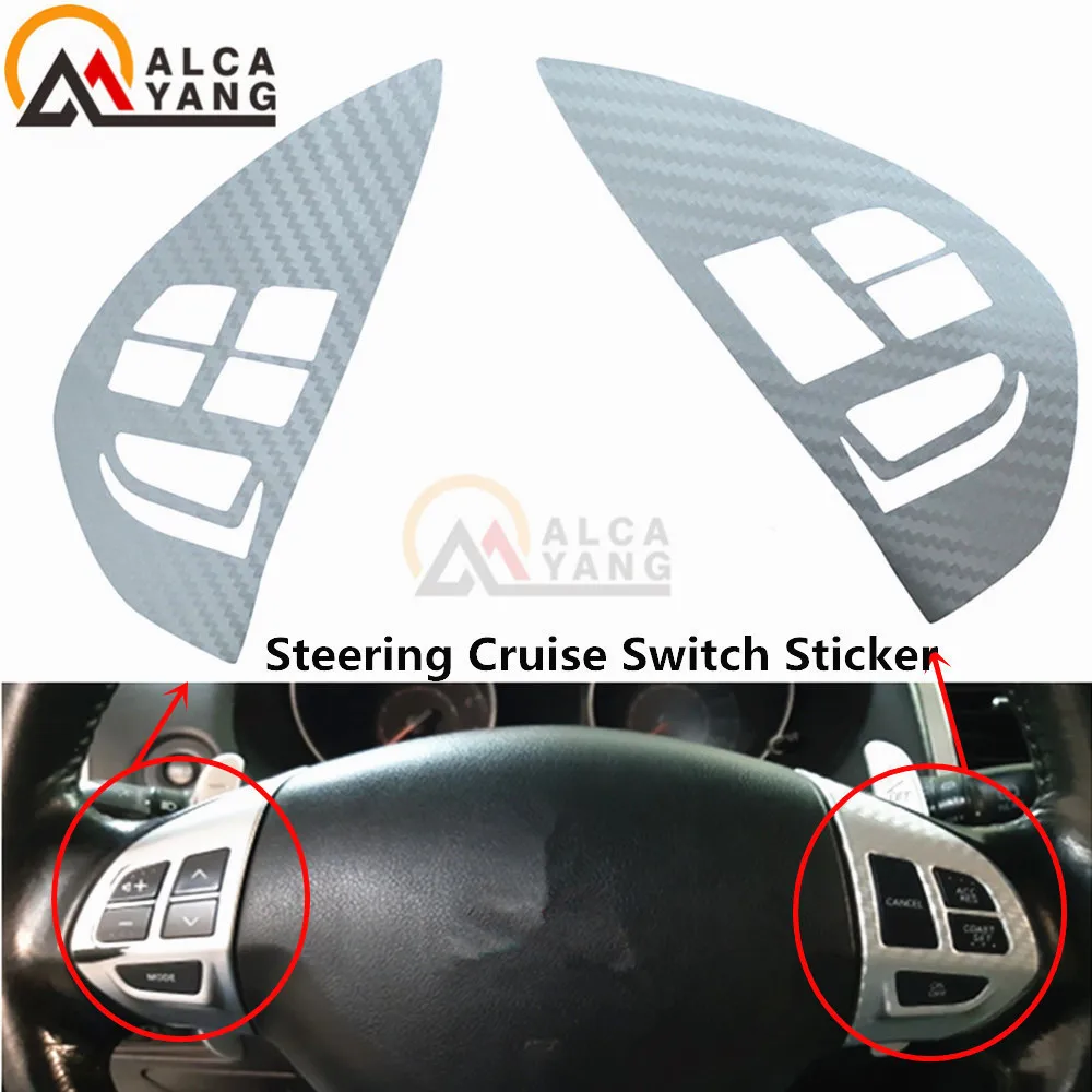 

Car Steering Wheel Control Switch Audio Cruise Button Sticker Carbon Fiber Pattern Cover for Mitsubishi ASX Lancer Outlander RVR