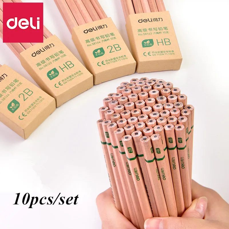 

10pcs/set 2B or HB Simple hexagonal penholder wooden lead pencil Paramount student office stationery