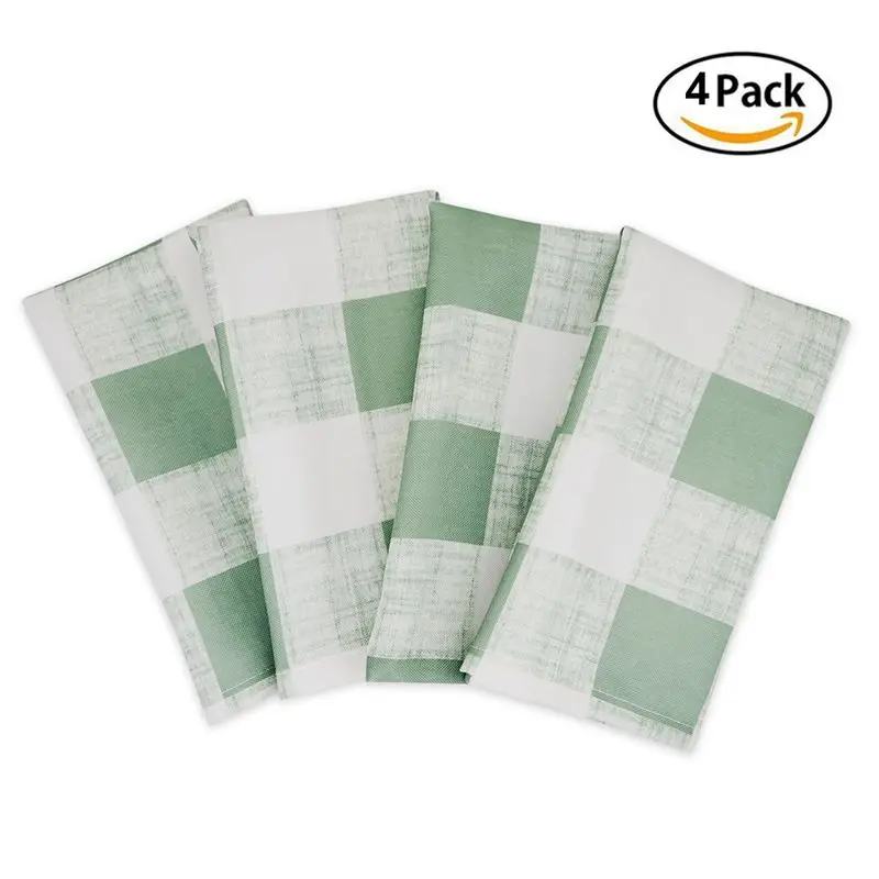 

UFRIDAY 4pcs Fashion Plaid Table Napkins Cloth Luxury Placemats Dining Table Mat Tea Towels Kitchen Dishcloth Napkins fabric Set