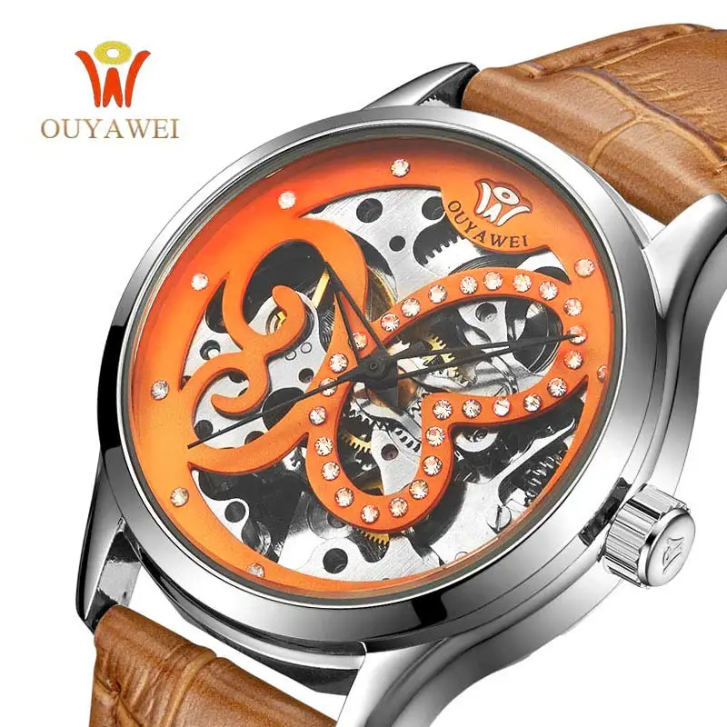 

Relojes Mujer 2018 OUYAWEI Watch Women Famous Brand Leather Automatic Watch Ladies Mechanical Watch Relogio Feminino Clock New