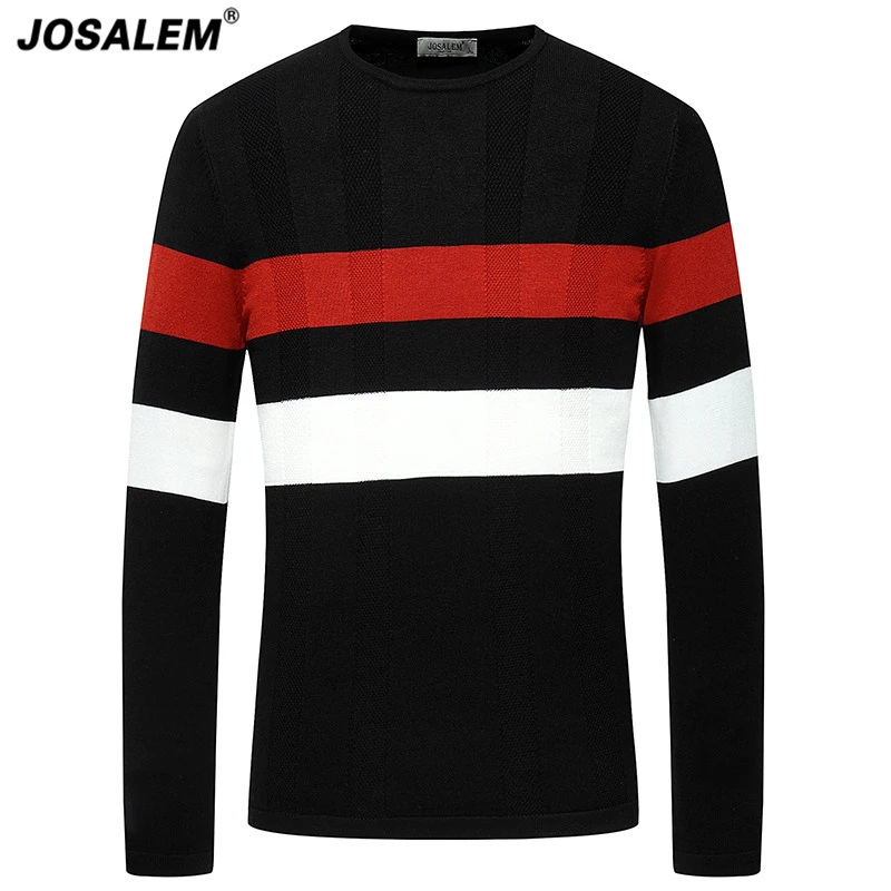 JOSALEM Men Casual Stripe Sweaters 2017 New Autumn Winter O neck