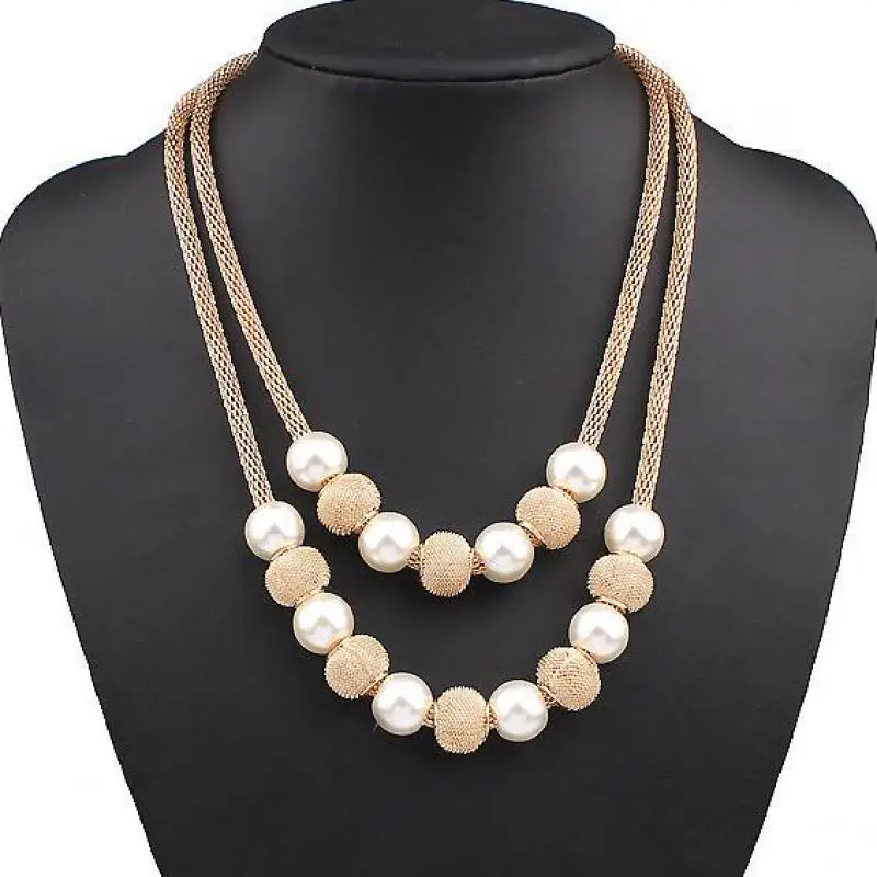 Pearl Necklace Collier Femme Collares Statement Multilayer Choker Statement Jewelry Women Simulated Pearl Necklaces & Pendants women jewelry