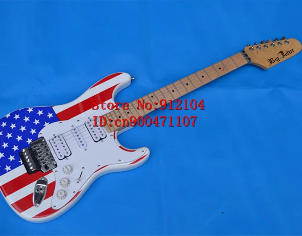 

new Big John single wave electric guitar with maple fingerboard and flag mahogany body double wave F-1335