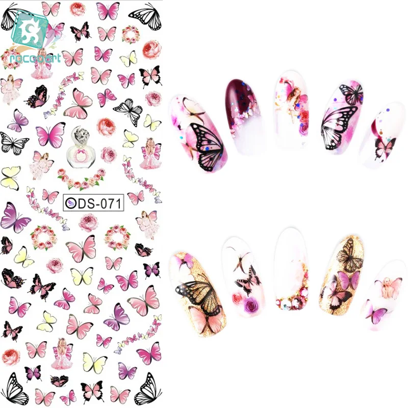 

Rocooart DS071 Nail Design Water Transfer Nails Art Sticker Colorful Butterfly Nail Wraps Sticker Watermark Fingernails Decals